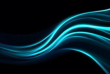Neon Blue Light Trails on Black Background