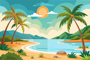 tropical beach with palm trees