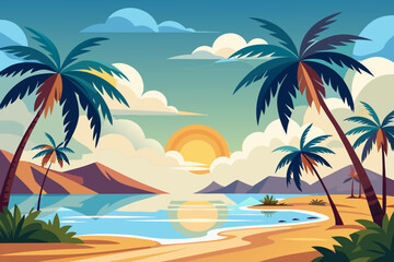 tropical beach with palm trees
