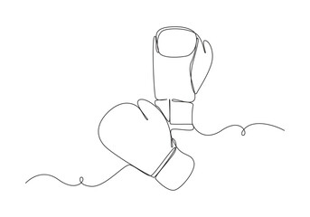 Obraz premium Boxing Glove in Single Line Art, Boxing Gloves in a Continuous Line Drawing, 