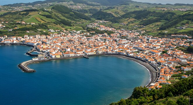 Coastal town aerial view