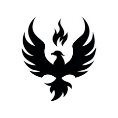 Phoenix bird rising designed with flames in creative ornamental artwork Vector illustration