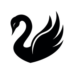 Fototapeta premium Graceful swan forming elegant heart shaped logo design Vector illustration