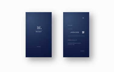 Modern Navy Vertical Business Card Template with QR Code