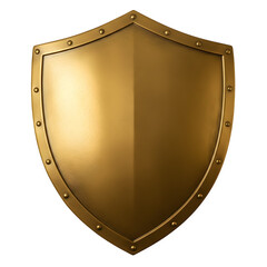 Golden shield display decorative item isolated on white or transparent background. PNG