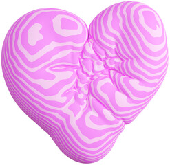 3D Fun colorful inflatable heart balloon shape. Playful creative graphic form isolated clipart. Render of geometric modern y2k illustration