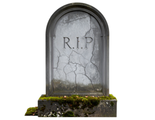 Weathered Tombstone with Cracked Surface and R.I.P. Engraving, Graveyard Theme, isolated PNG