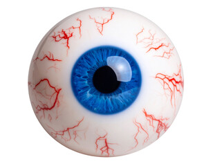  Realistic Eyeball with Veins and Blue Iris, Creepy Prop, isolated PNG