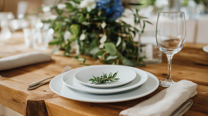 Fototapeta premium A zero-waste wedding with eco-friendly decorations, reusable tableware, and organic catering, zero-waste, sustainable, eco-friendly, green wedding, sustainable events.