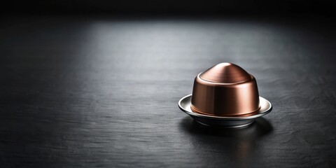 Fototapeta premium Elegant Copper and Steel Vessel on Dark Surface A Study in Refined Design and Minimalist Aesthetics