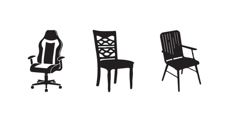 Chair icon silhouette vector illustration graphic on white background, vector illustration eps 10.