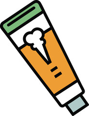 Flat vector icon of toothpaste tube, minimal dental design
