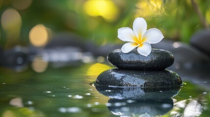Zen stones with white flower