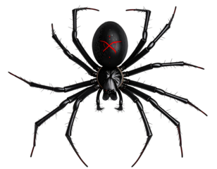  Black Widow Spider Crawling with Glossy Legs, Realistic Macro, isolated on transparent background