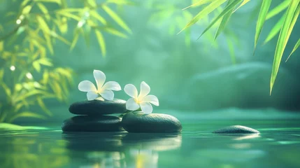 Fototapete Toilette Peaceful stones and flowers in nature  © Agen stock