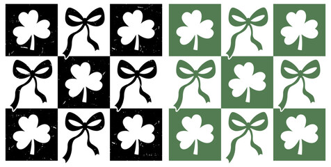 Retro Coquette Bow St Patrick's Day T-shirt Design