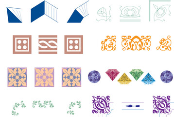 Naklejka premium A collection of diverse graphic design elements and patterns.