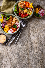 Vegan healthy poke bowl with tofu