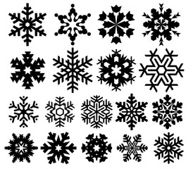 Beautiful Black Snowflake Silhouette Set for Christmas and Winter Decoration Transparent PNG Vector Christmas Snowflake SVG