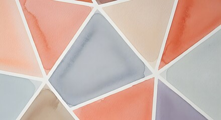 Geometric watercolor pattern with pastel colors and white lines