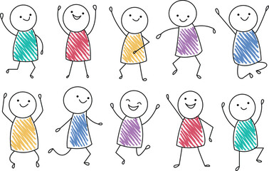 children,dance,group modern flat handdrawn illustration for joyful movement design vector graphic for school event