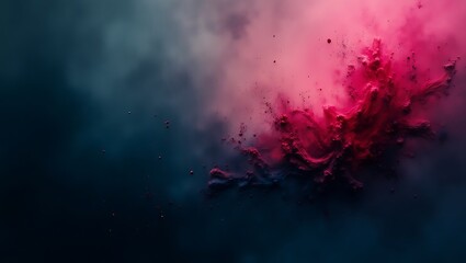 Abstract pink and blue powder explosion with dark background, vibrant and dynamic