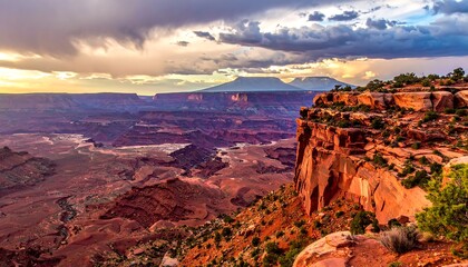 Scenic canyon vista at sunset