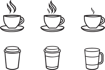 Collection of coffee cup icons hot beverage drink symbols for your designs