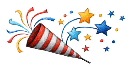 Festive celebration, vibrant red, white, and blue party hat illustration for holiday events