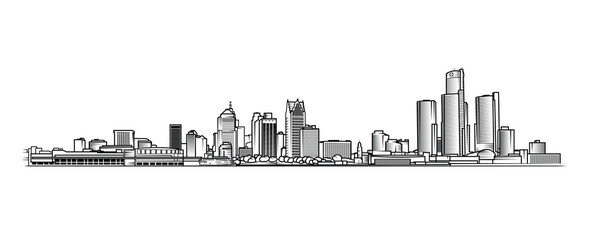 Line art vector illustration of the Detroit skyline in Michigan © Kyle.Cr8on