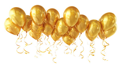 golden ballons isolated on white background