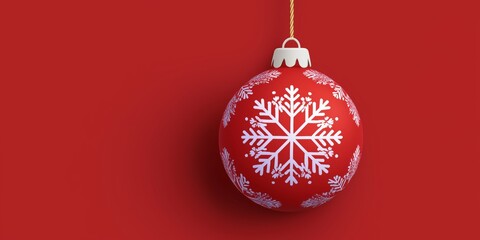 Decorating christmas tree with red snowflake ornament cozy home holiday spirit indoor close-up