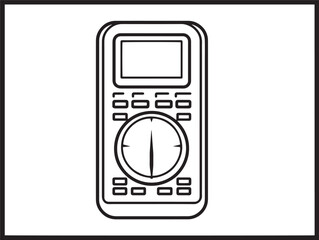 Digital Multimeter Icon in Clean Minimal Vector Line Illustration Style