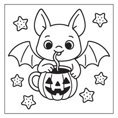 Bold and easy halloween coloring pages, vectors, illustration, line art, black & white deasgns, halloween coloring book, halloween coloring pages, halloween elements, line art.