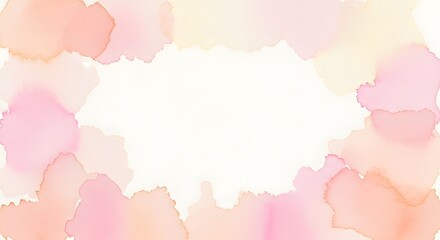 Fototapeta premium Soft pastel watercolor splashes frame with white empty space