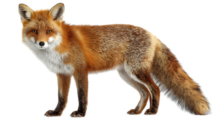 Fototapeta premium Red fox standing on a transparent background, isolated on transparent background