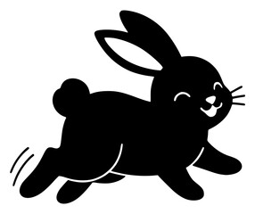Happy Jumping Black Rabbit Silhouette