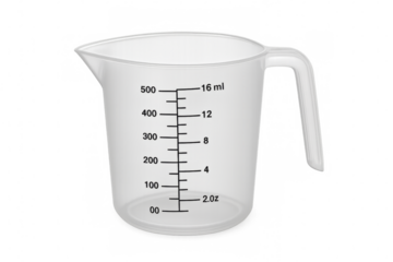 Empty measuring cup with handle on transparent background