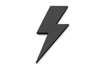Brushed metal lightning bolt symbol on transparent background