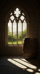 Naklejka premium Gothic Tranquility: A 3D Rendered Sanctuary