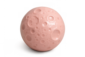 Pink moon rotating in space with transparent background