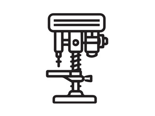Industrial Drill Press Icon in Professional Minimal Vector Line Art