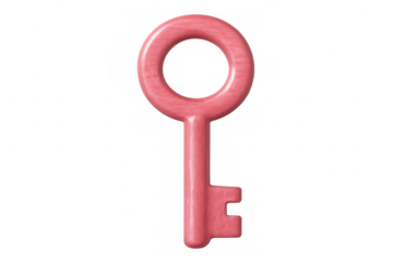Pink key opening mystery on transparent background