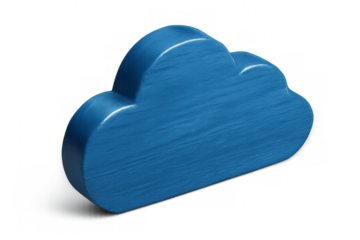 Blue wooden cloud computing symbol on transparent background