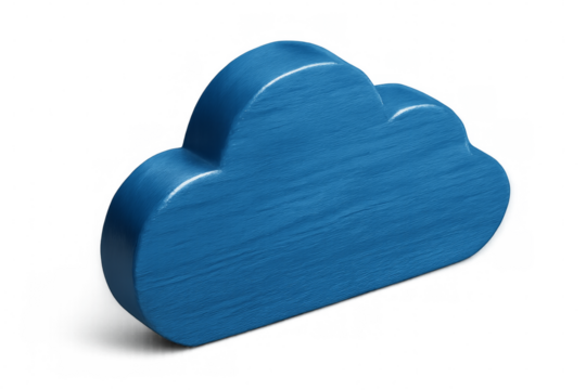 Blue wooden cloud computing symbol on transparent background