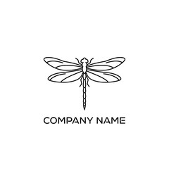 Elegant minimalist dragonfly line art illustration for logo design.