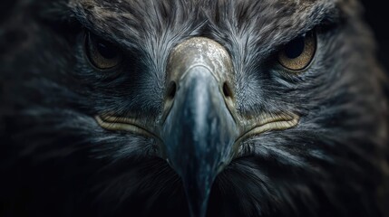 Fototapeta premium an eagle with a strong and focused expression. its beak is open, and its gaze seems intense and forward looking