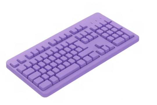 3d illustration of purple keyboard isolated on transparent background
