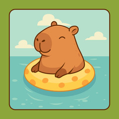 Capybara Cute Summer Illustration Sticker Pack
