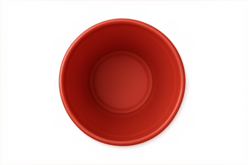 Red plastic cup isolated on transparent background, top view